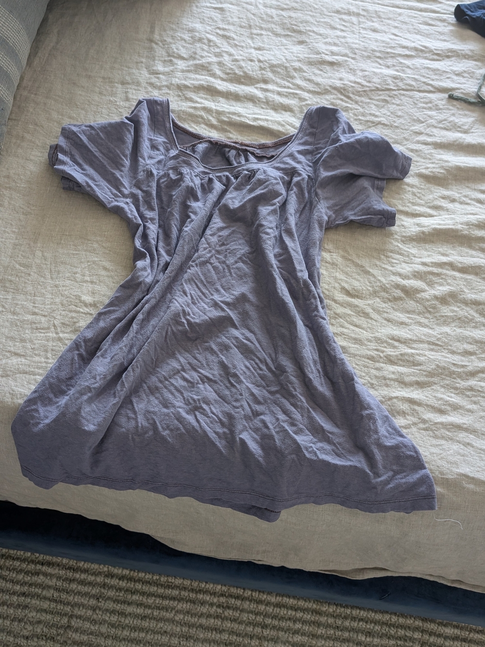 Bohemian Folk Lavender Short Sleeve Scoop Neck Top S